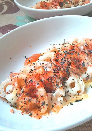 トースターで簡単♪蓮根の赤辛チーズ焼き-レシピのメイン写真