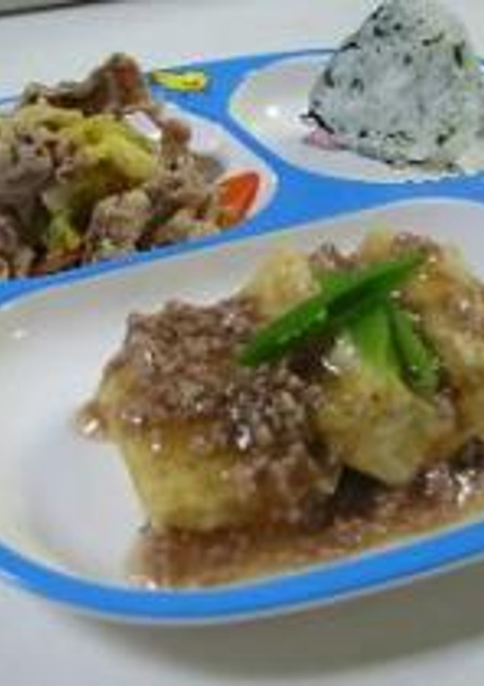 揚げ出し豆腐のそぼろあんかけ（卵、小麦、牛乳不使用）-レシピのメイン写真