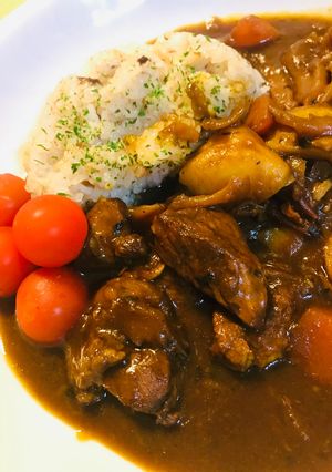 出汁カレー●煮込みマイタケ＆ポークカレー-レシピのメイン写真