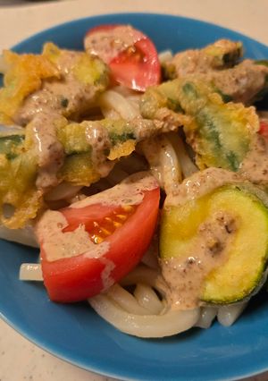 ズッキーニとオクラの天ぷら冷やしうどん-レシピのメイン写真