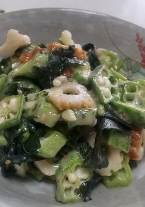 大量消費！オクラの和風甘味噌サラダ-レシピのメイン写真