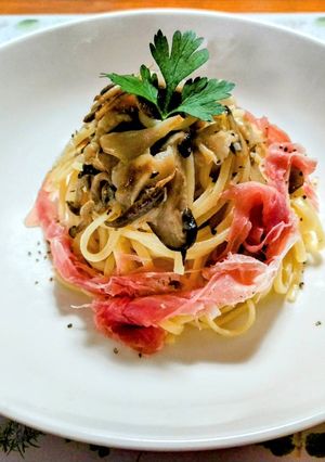 きのこと生ハムのカチョエぺぺ風パスタ-レシピのメイン写真