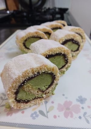 ビスキュイのシートで♡緑茶のロールケーキ-レシピのメイン写真