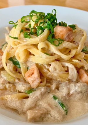 簡単パスタ★鮭の柚子胡椒味噌クリーム-レシピのメイン写真