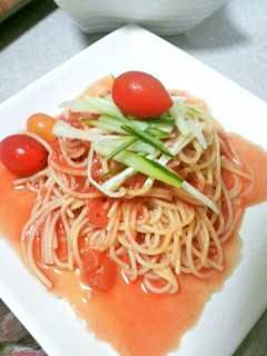 トマトとキュウリの冷製パスタ-レシピのメイン写真