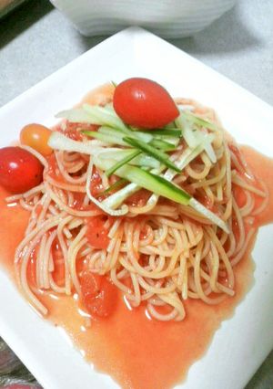 トマトとキュウリの冷製パスタ-レシピのメイン写真