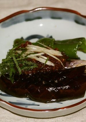 焼き茄子とピーマンの肉味噌かけ-レシピのメイン写真