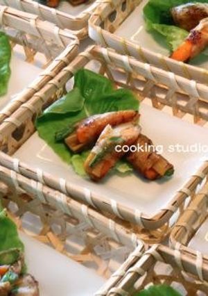 簡単おいしい！三色野菜豚ロール焼き☆　-レシピのメイン写真