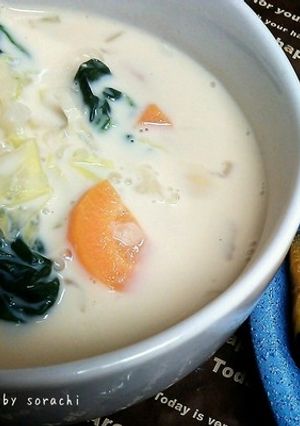 *たっぷり野菜の豆乳味噌スープ*-レシピのメイン写真