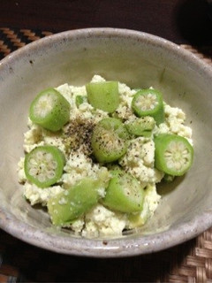 豆腐とアボカドの和え物(オクラ入り)-レシピのメイン写真