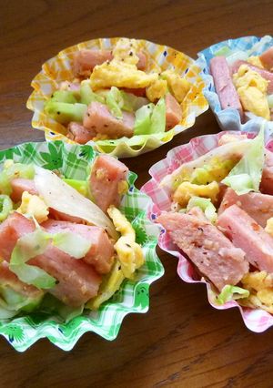 ３色の彩り嬉しい♪SPAMのキャベ玉炒め-レシピのメイン写真