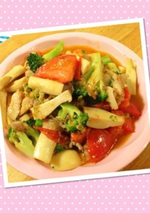 豚バラと彩り野菜のカラフルペペロンチーノ-レシピのメイン写真