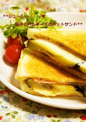 ジューシー！茄子&ハムチーズホットサンド-レシピのメイン写真