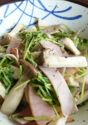 豆苗とキノコのにんにくバター炒め-レシピのメイン写真