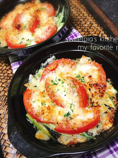 簡単★旬のおくらとトマトのチーズ焼-レシピのメイン写真