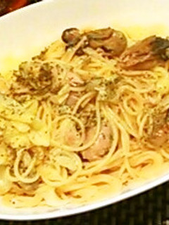 牡蠣とキャベツのバジル味のオイルパスタ-レシピのメイン写真