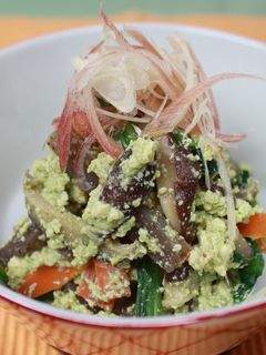 Fしいたけとこんにゃくの抹茶白和え-レシピのメイン写真