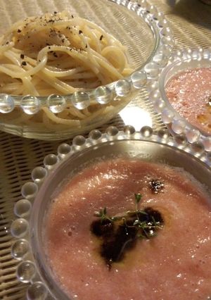 ◆ガスパチョに冷製パスタ◆でつけ麺-レシピのメイン写真