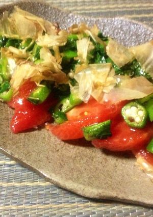 冷して美味トマトのオクラとモロヘイヤかけ-レシピのメイン写真
