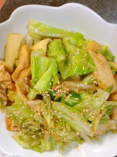 簡単☆油揚げとキャベツのうまソース炒め♪-レシピのメイン写真
