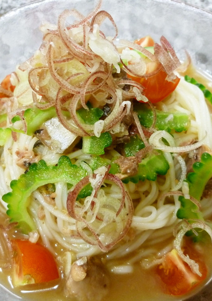 ごまダレ☆さばの水煮とゴーヤのそうめん-レシピのメイン写真