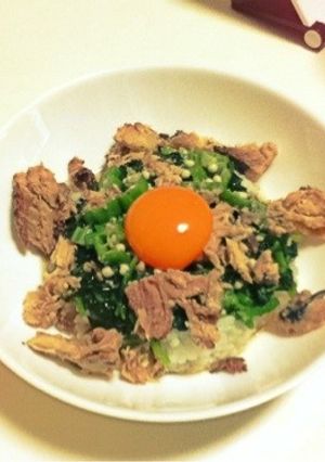モロヘイヤと鯖缶のネバネバ丼-レシピのメイン写真