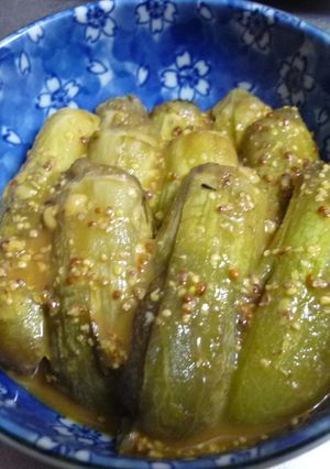 魚焼グリルで焼き茄子、マスタード醤油かけ-レシピのメイン写真