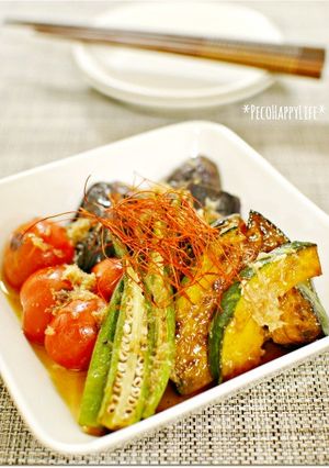 めんつゆとＷおろしで簡単♪野菜の焼き浸し-レシピのメイン写真