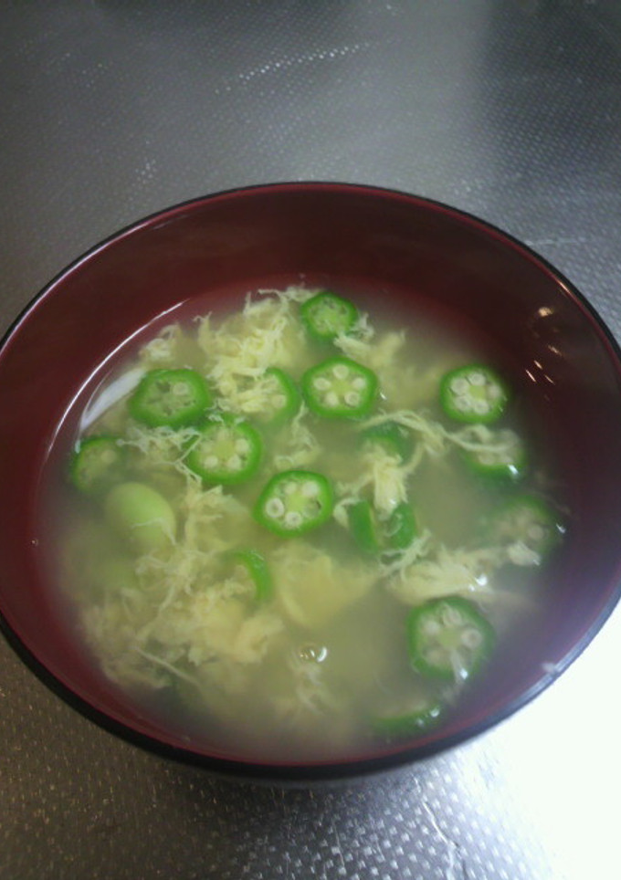 枝豆とオクラのかき玉スープ-レシピのメイン写真