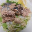 レタスと大葉の混ぜご飯・さば水煮缶のせ