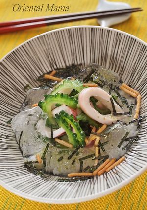 ゴーヤとボイル烏賊の冷茶漬け-レシピのメイン写真