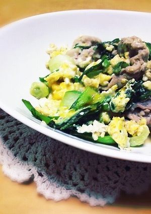 簡単！青梗菜とにらのふわふわ卵炒め-レシピのメイン写真