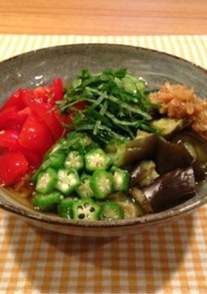 夏野菜の冷し出汁茶漬け-レシピのメイン写真