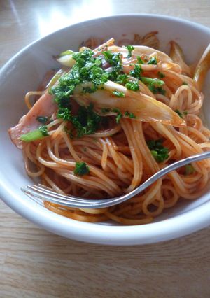 白ネギとハムのスパゲッティナポリタン-レシピのメイン写真