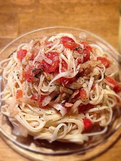 ツナ・玉ねぎ・トマトの冷製そうめん♡-レシピのメイン写真