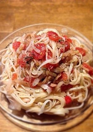 ツナ・玉ねぎ・トマトの冷製そうめん♡-レシピのメイン写真