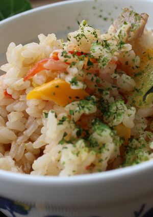 夏野菜とベーコンの炊き込みご飯☆天然出汁-レシピのメイン写真