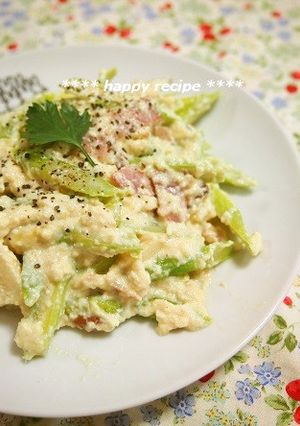 アスパラとベーコンの豆腐カルボナーラ風-レシピのメイン写真