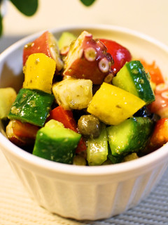 タコと夏野菜のバジルサラダ-レシピのメイン写真