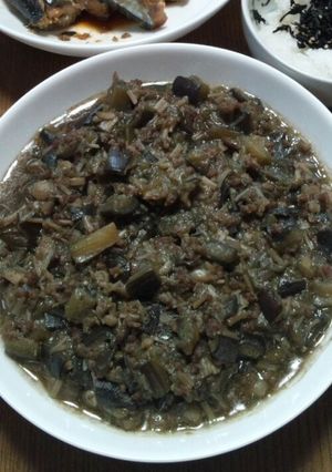 想い出の味♡茄子とミンチの炒め煮-レシピのメイン写真