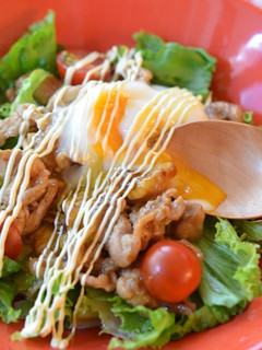 ヨシダグルメソースで照り玉豚マヨサラダ丼-レシピのメイン写真