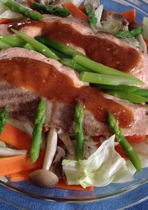 サーモンと食物繊維たっぷり野菜の蒸し焼き-レシピのメイン写真