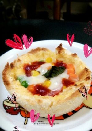 食パンで☆マルゲリータ風パンキッシュ-レシピのメイン写真