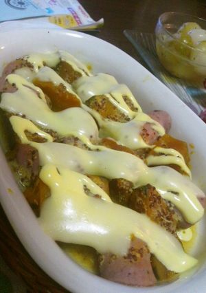 かぼちゃの煮物で☆マヨ粒マスチーズ焼き-レシピのメイン写真