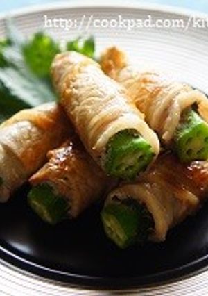 ボリュームおかず☆オクラと大葉の豚肉巻-レシピのメイン写真