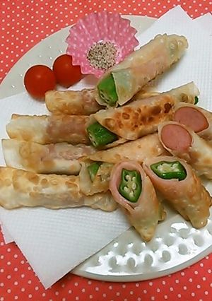 餃子の皮で♡第２弾♡ウィニｰ&オクラハム-レシピのメイン写真