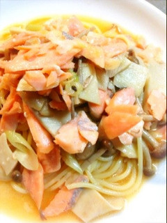 鮭ときのこのガーリックバター醤油パスタ-レシピのメイン写真