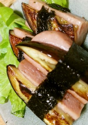 SPAMの茄子のせ巻き-レシピのメイン写真