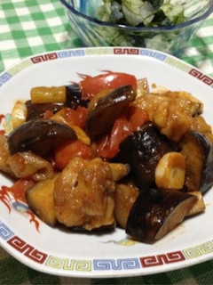 なすと鶏肉とトマトの甘酢炒め♫-レシピのメイン写真