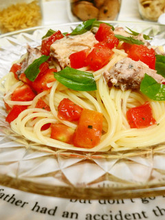 *簡単*鯖缶とトマトの冷製パスタ*-レシピのメイン写真